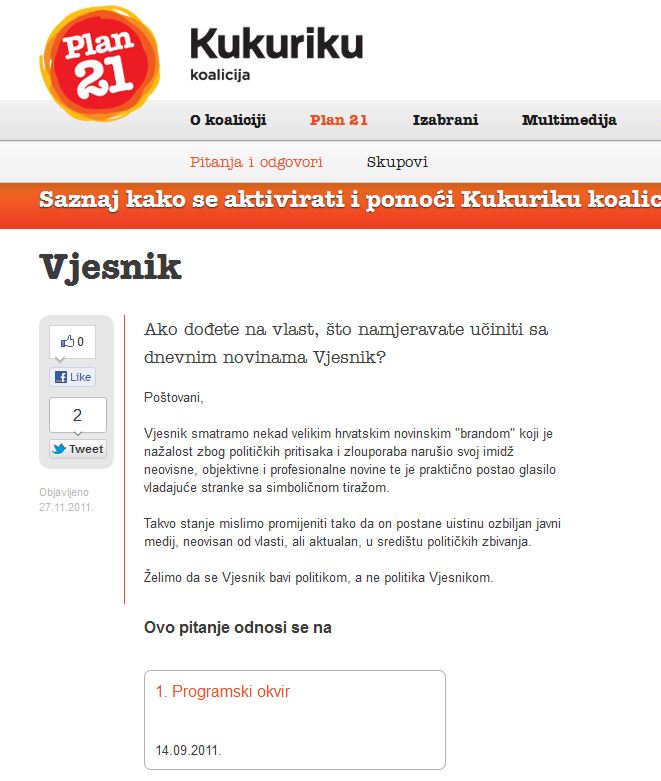 Plan 21 o Vjesniku